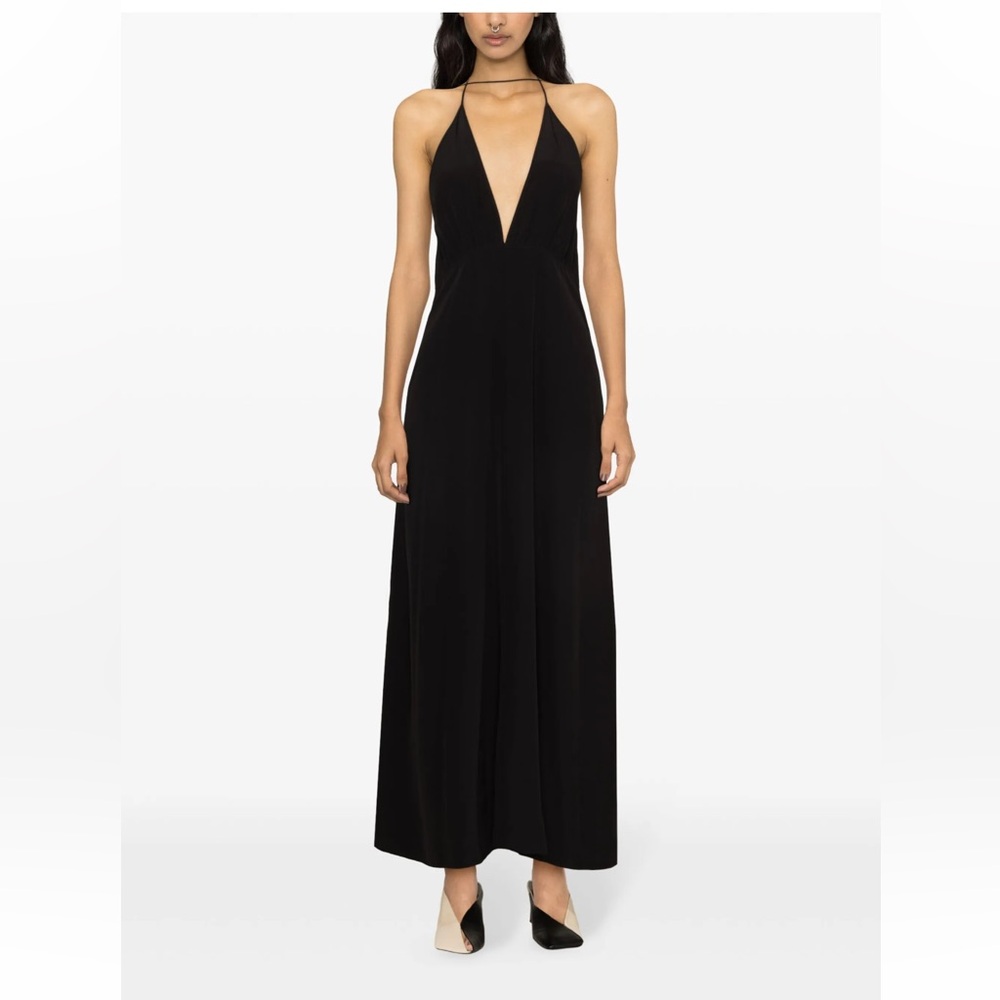 Toteme Elegant Black Halter Maxi Dress